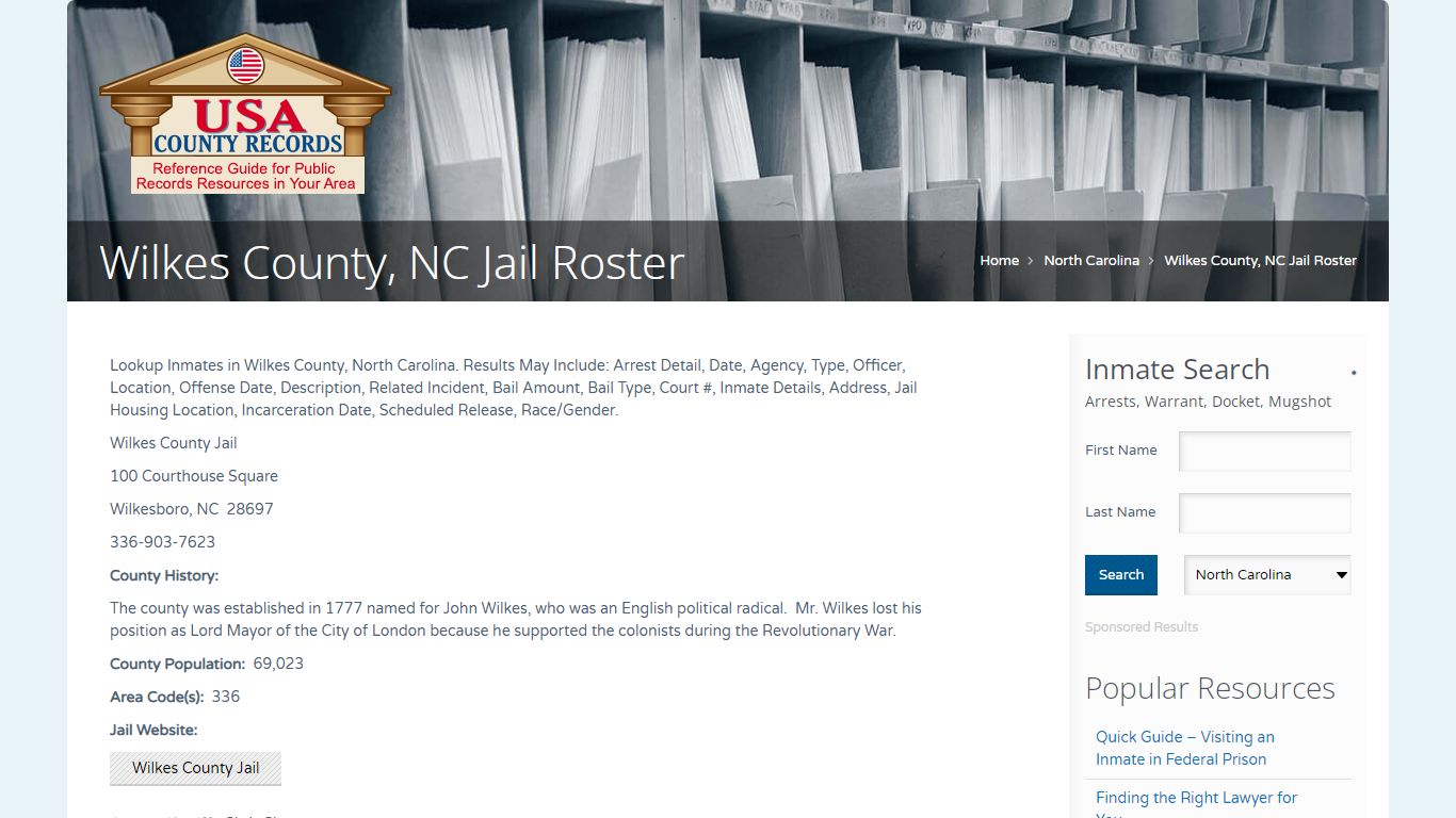 Wilkes County, NC Jail Roster | Name Search